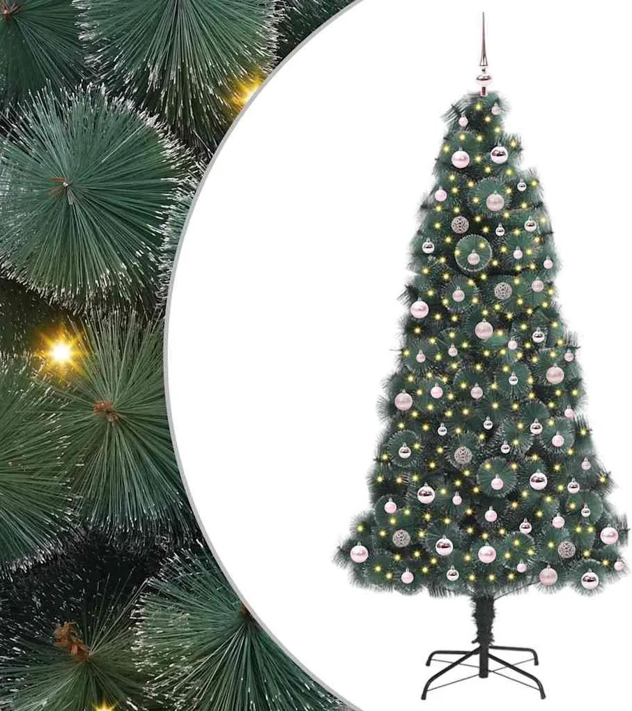 vidaXL Pom de Crăciun artificial pre-luminat cu set de bile 240 cm PET