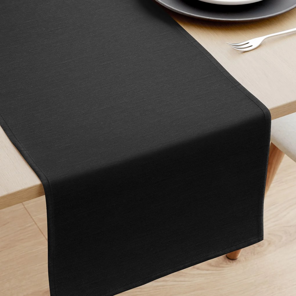 Goldea napron de masă decorativ loneta - negru 20x140 cm