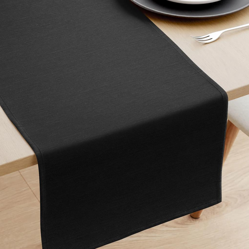 Goldea napron de masă decorativ loneta - negru 35x140 cm