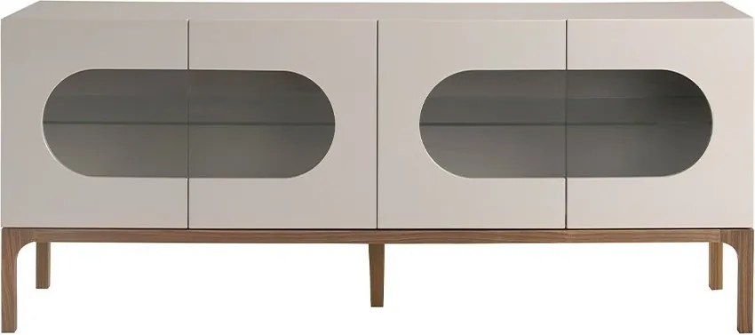 Bufet design modern cu iluminare interioara Gray and Walnut