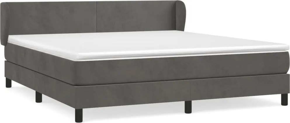 vidaXL Pat box spring cu saltea, gri închis, 160x200 cm, catifea
