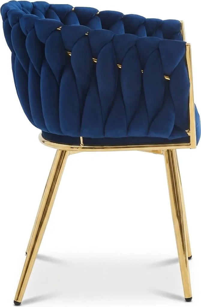 OFERTA Fotoliu de sufragerie din catifea ORION VELVET cu picioare aurii, albastru inchis calitatea a II-a