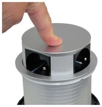 Priza incastrabila in blat, 3 prize schuko + 2 USB 5V 2.4A, negru + aluminiu, cablu 1.5m, GTV