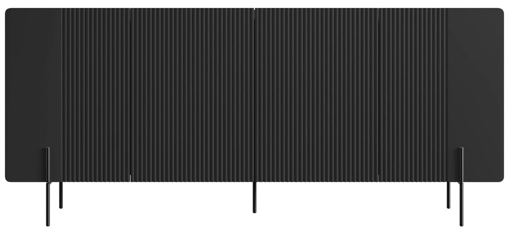 Comodă cu patru uși Malmi 200 cm - negru mat / picioare negre