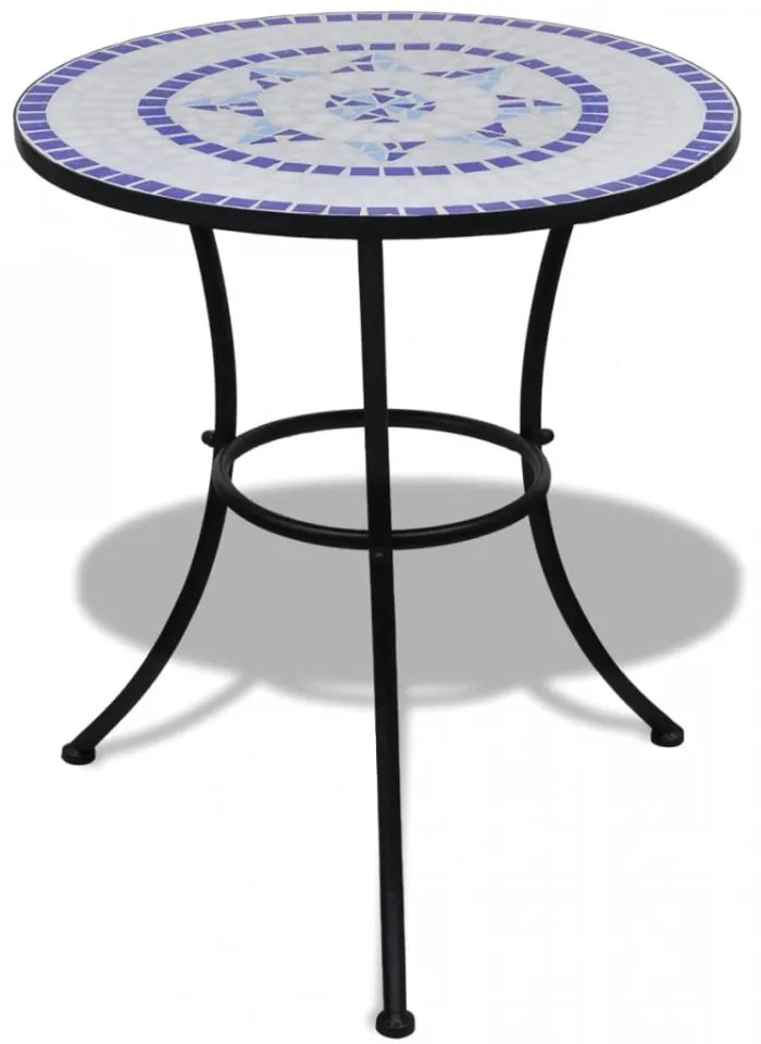 Masă de bistro, albastru și alb, 60 cm, mozaic