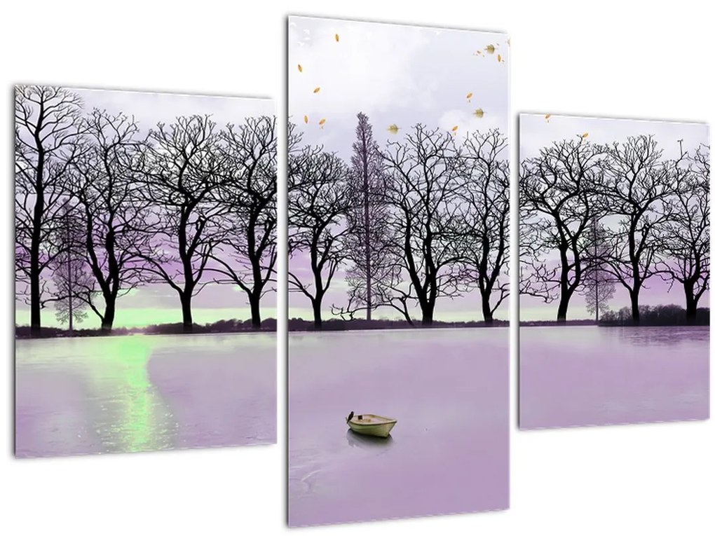 Tablou - Barcă pe lac (90x60 cm)