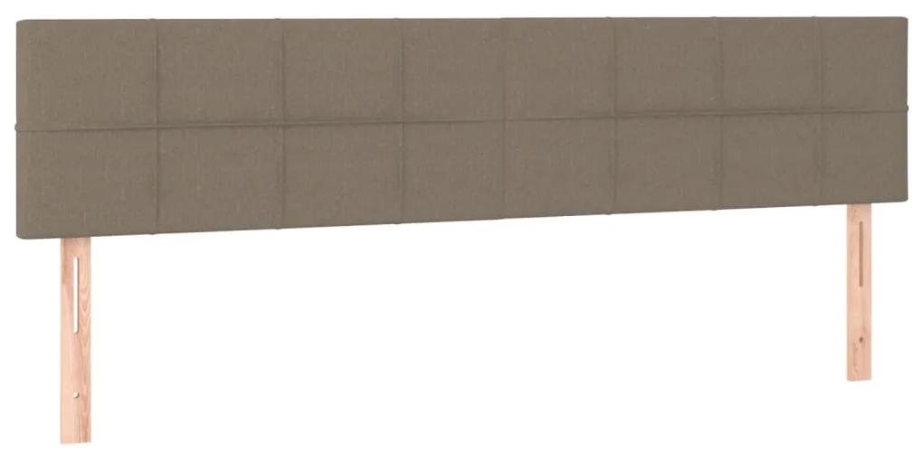 Pat continental cu saltea, gri taupe, 180x200 cm, textil Gri taupe, 180 x 200 cm, Cu blocuri patrate