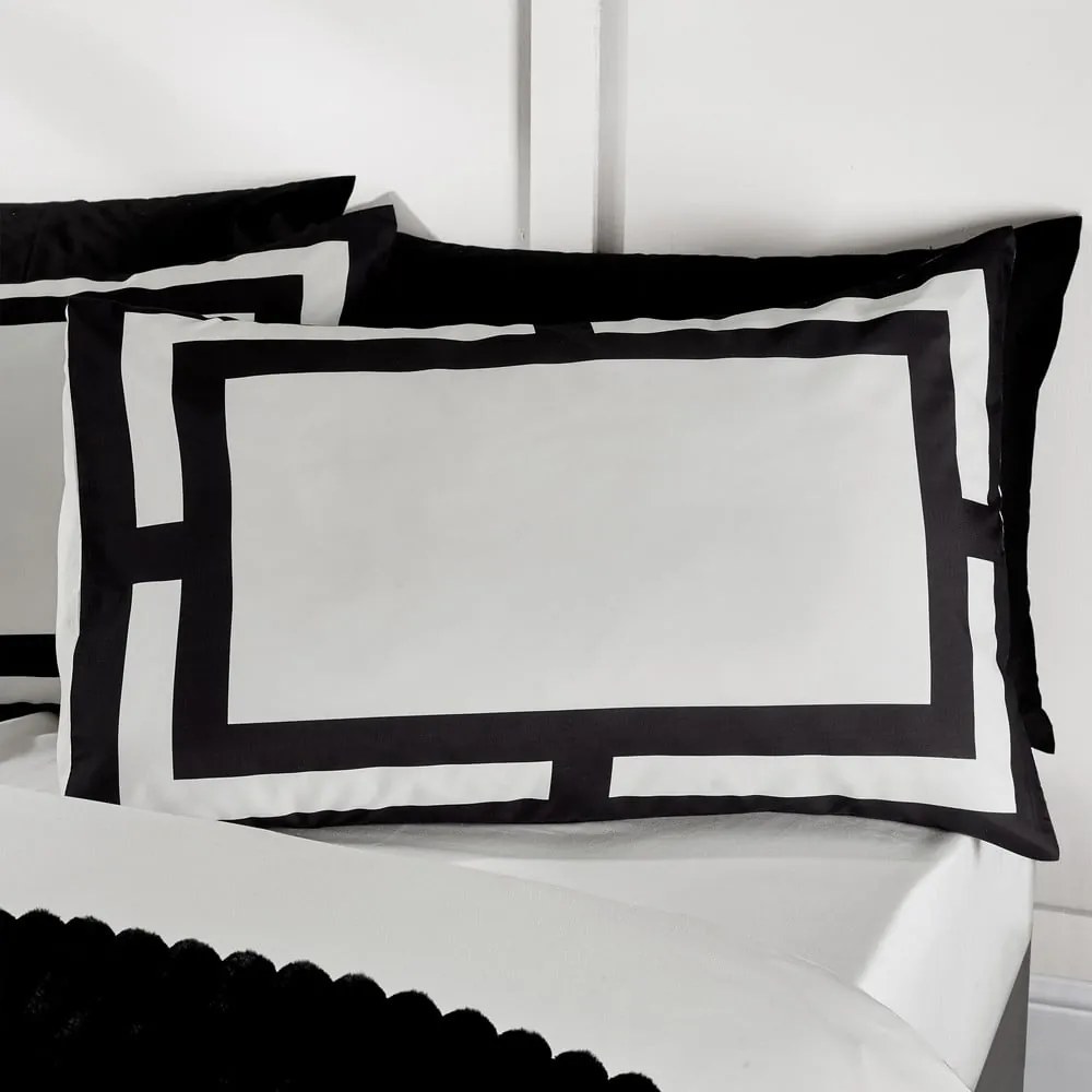 Lenjerie de pat alb-negru pentru pat dublu 200x200 cm Mono Panel – Catherine Lansfield