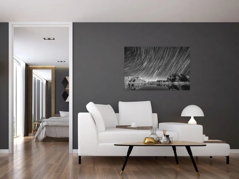 Tablou albnegru cu cerul și stele (90x60 cm)