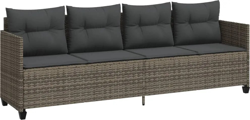 vidaXL Șezlong cu perne, gri, poliratan