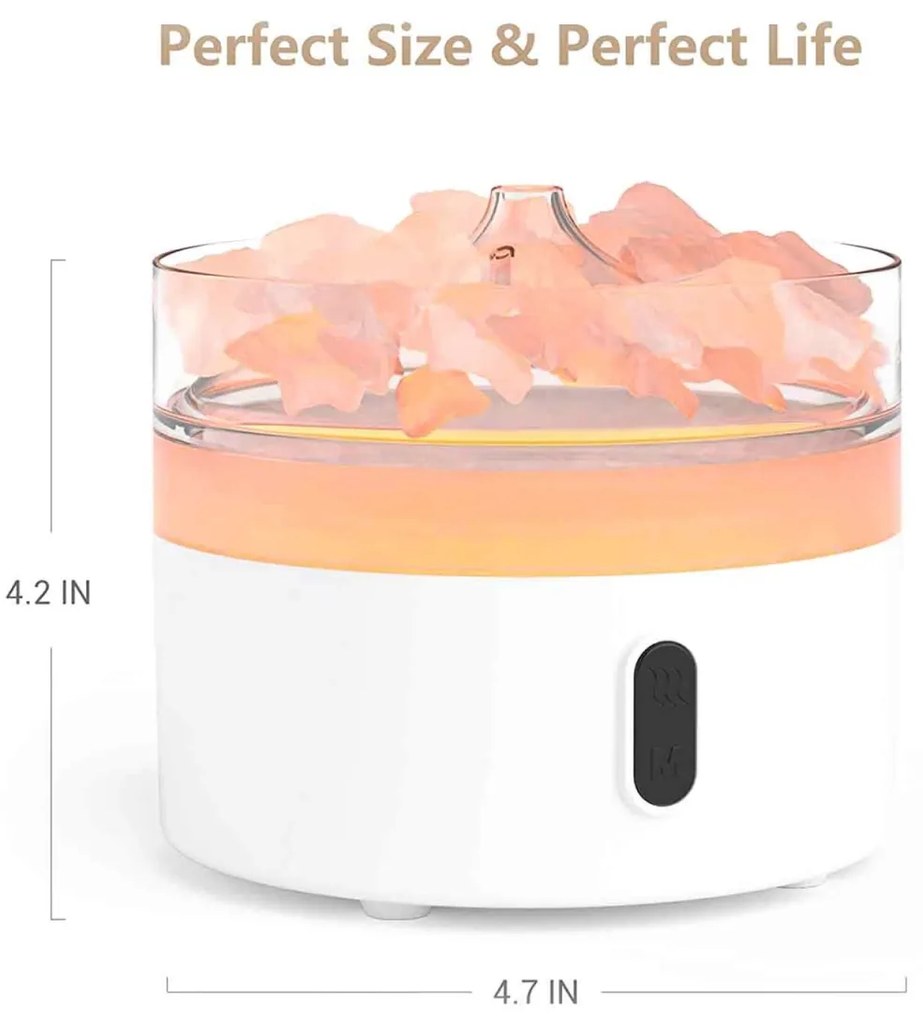 Difuzor de Aromă pentru Sare de Himalaya - Lumină de Noapte - USB-C - Efect de Flacără