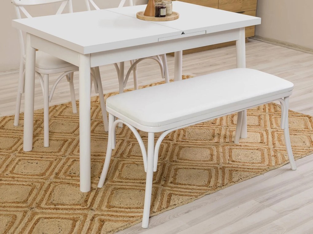 Set mobilier sufragerie Duvasa 8 (alb) (pentru 4 persoane). 1093792