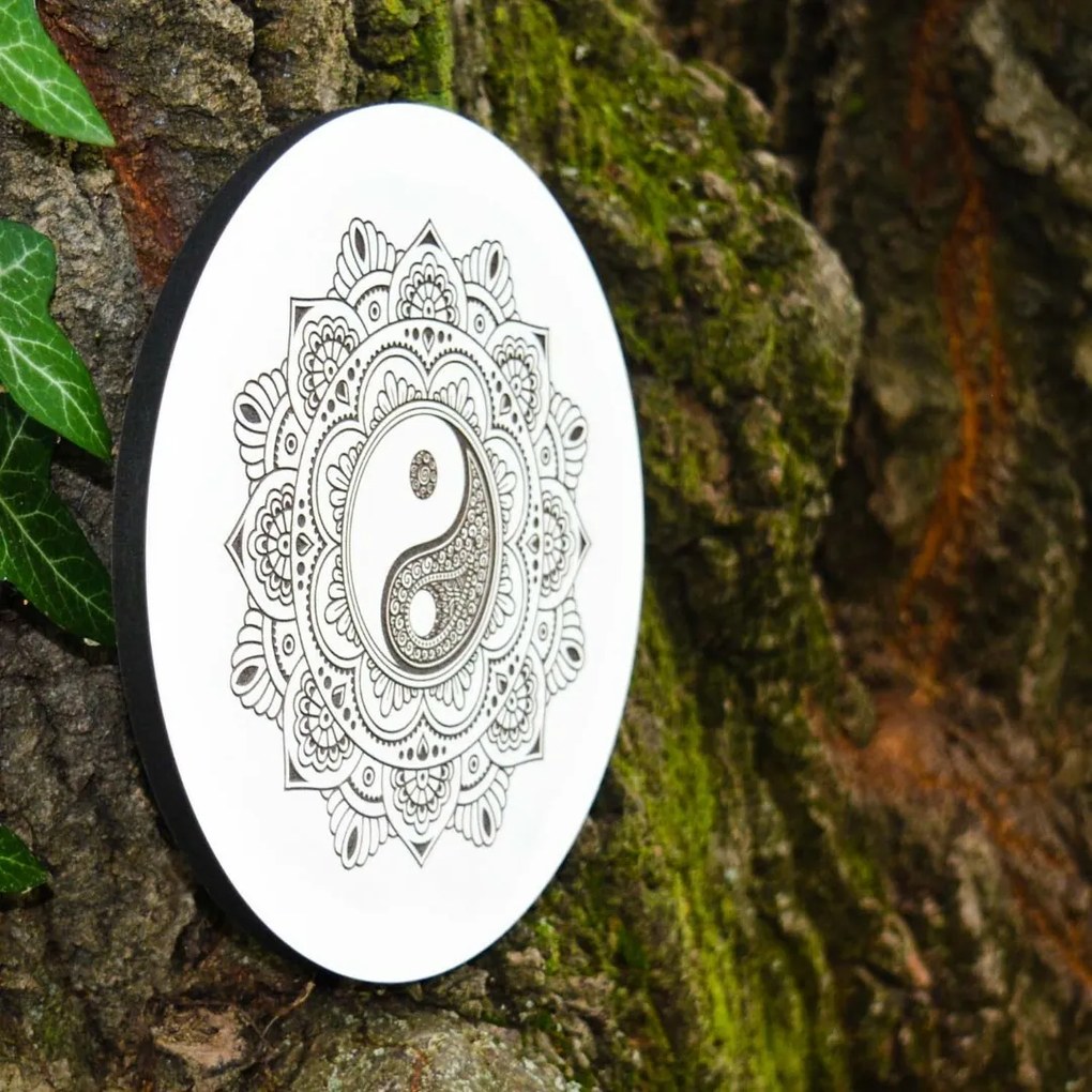 DUBLEZ | Mandala gravată pentru perete – Yin Yang