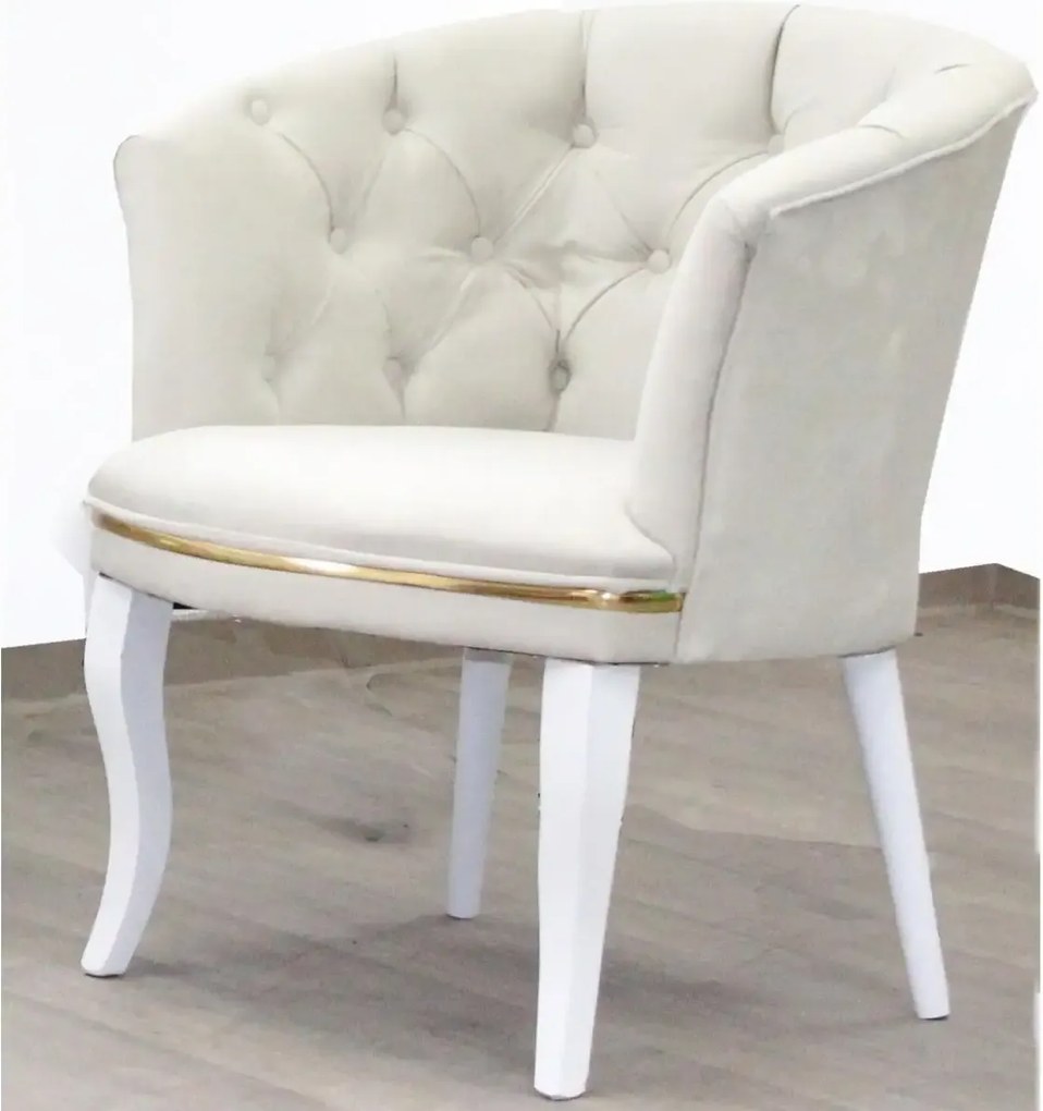 Fotoliu Milano, bej, picioare albe, Homs