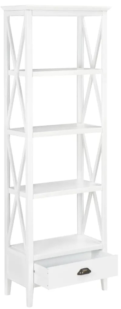 280035 vidaXL Bibliotecă cu 1 sertar, alb 60x30x170 cm, MDF