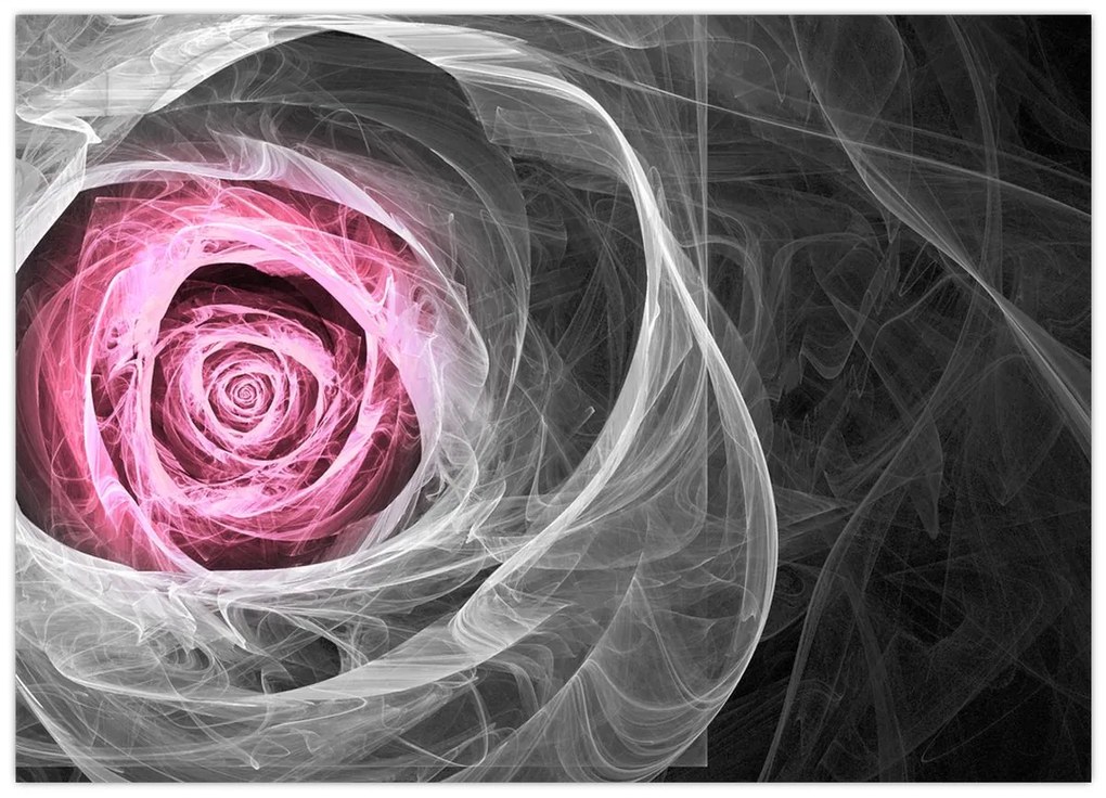Tablou pe sticlă - Trandafir abstract, fucsia (70x50 cm)
