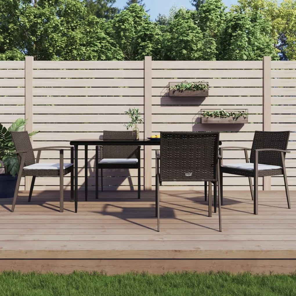 vidaXL Set mobilier de grădină cu perne, 5 piese, poliratan și oțel