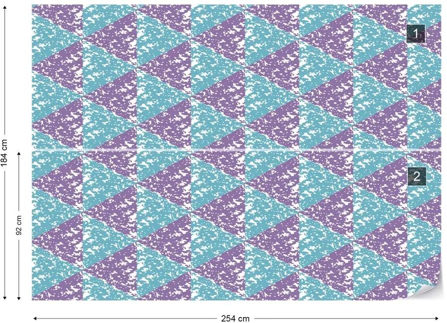 GLIX Fototapet - Modern Geometric Triangle Pattern Pink Blue Vliesová tapeta  - 254x184 cm