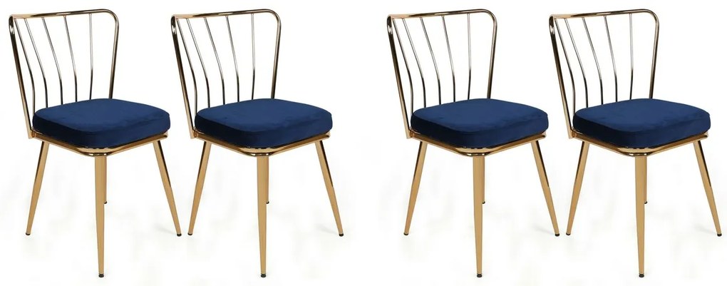 Set de scaune de sufragerie Yildiz Dark Blue, 4bucăți