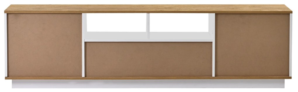 Mobilier TV modern cu LED-uri reglabile, Alb+Culoare naturală | Aosom Romania