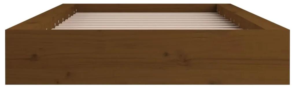 Cadru de pat mic Single 2FT6 maro miere 75x190 cm lemn masiv maro miere, 75 x 190 cm
