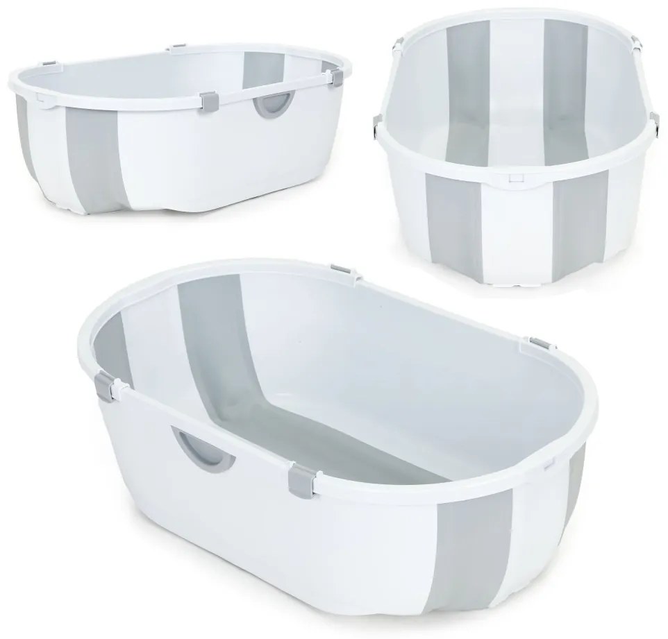 Cada pentru copii cu scurgere pliabilă gri