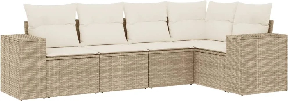 vidaXL Set canapele de grădină cu perne, 5 piese, bej, poliratan