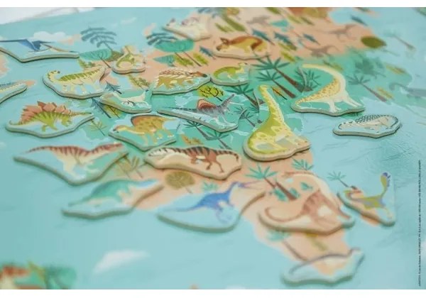 Janod - Hartă magnetică dinozauri