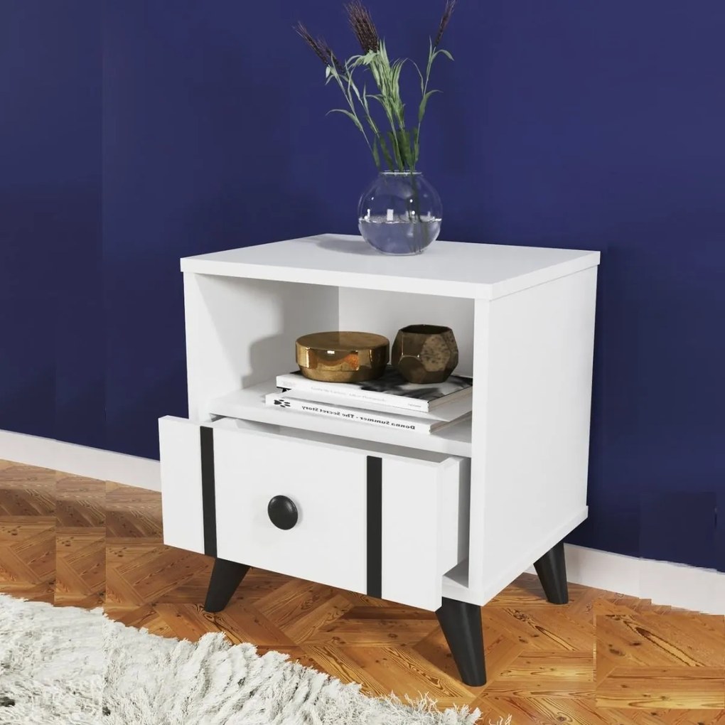 Noptiera  Carla Homs, alb, 51 x 36 x 45  cm