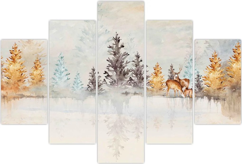 Tablou - Pădure în acuarelă (150x105 cm)