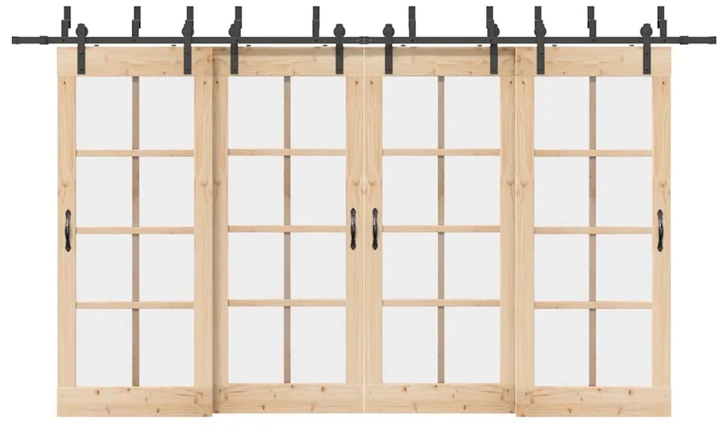 vidaXL Set feronerie pentru uși glisante, negru, 400 cm, oțel
