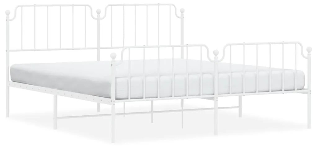 373958 vidaXL Cadru pat metalic cu tăblie de cap/picioare , alb, 180x200 cm