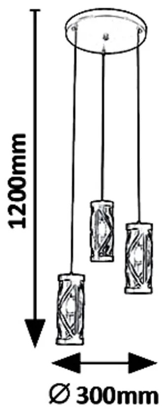 Lustra cu 3 pendule design industrial galben de chihlimbar 3L OBERON 5339 RX
