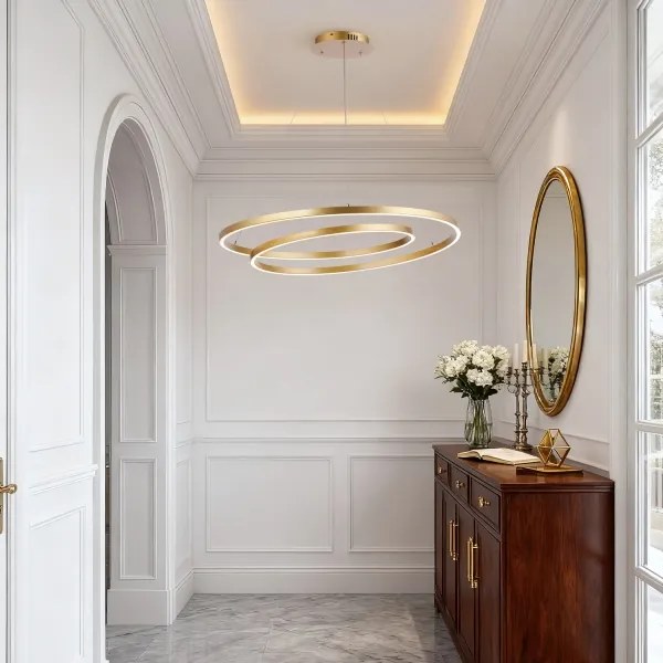 Brilagi-LED Lustra suspendată TWISTER compatibilă cu dimmer, LED 105W, 230V, Ø 100 cm, aurie, cu telecomandă