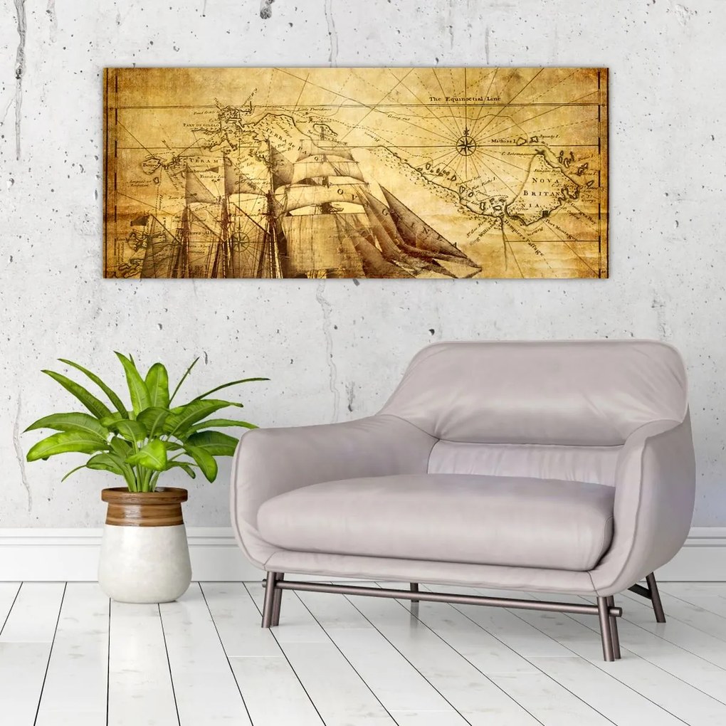 Tablou - Harta veche (120x50 cm)