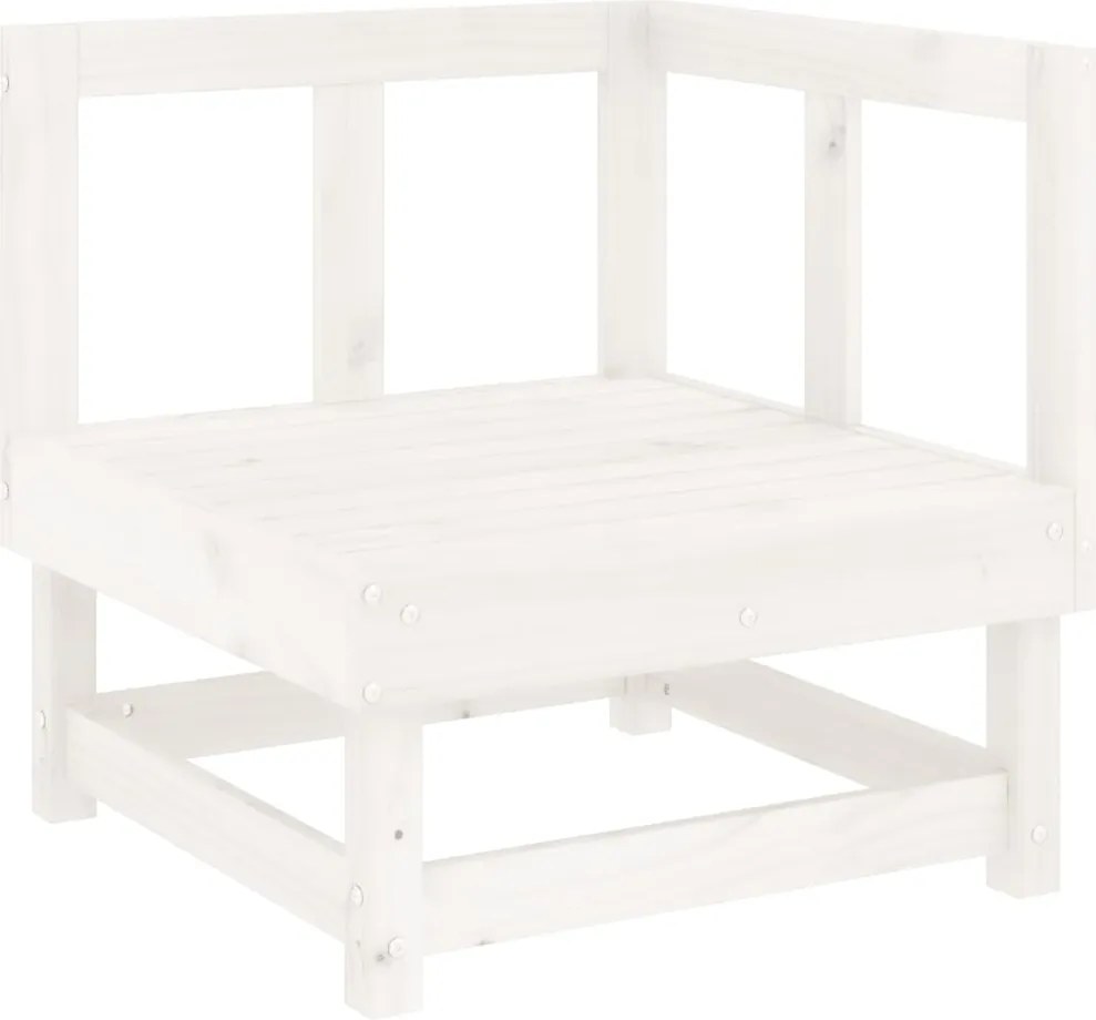 vidaXL Canapea de colț pentru grădină, alb, lemn masiv de pin