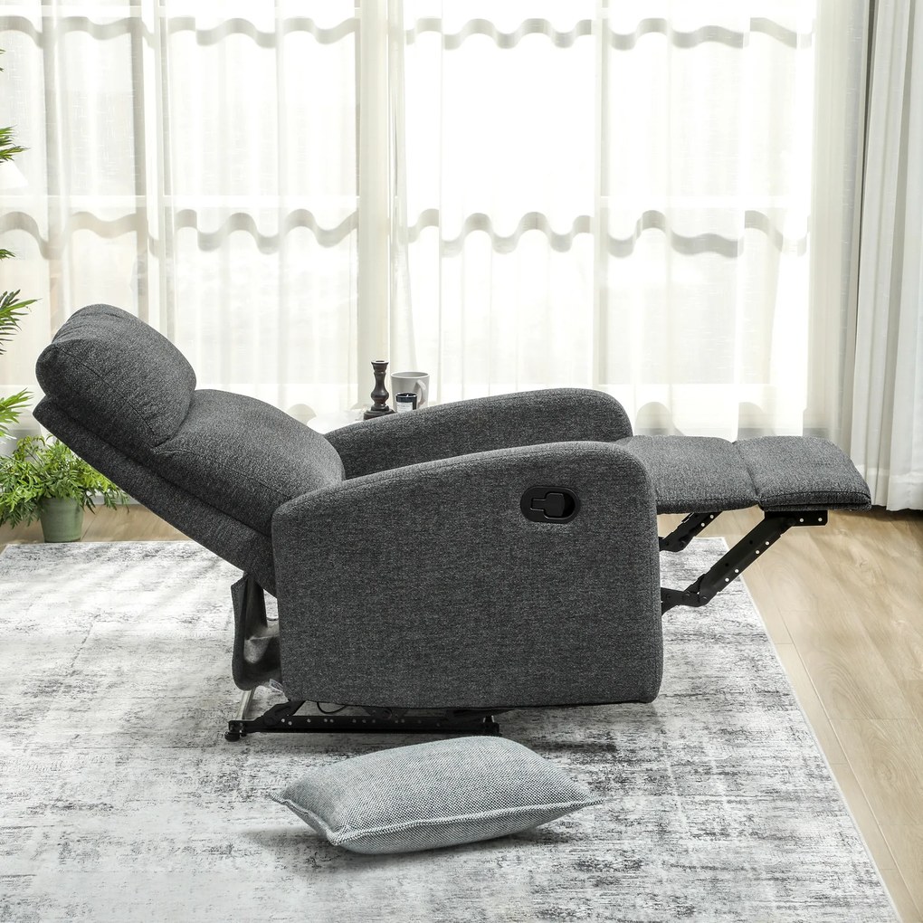HOMCOM Fotoliu Modern Reclinabil 145° max, Tapițat din Chenille Gri | Aosom Romania