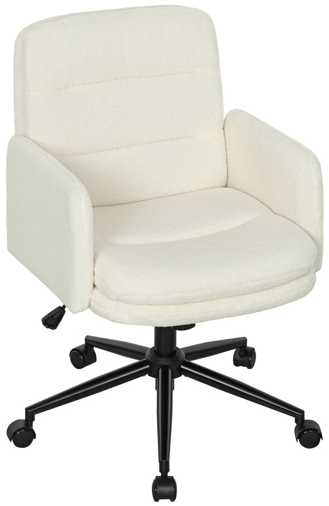 HOMCOM Scaun de birou, fotoliu de birou pivotant cu înălțime reglabilă, funcție de basculare, 61,5 x 65 x 91-101 cm, crem | Aosom Romania