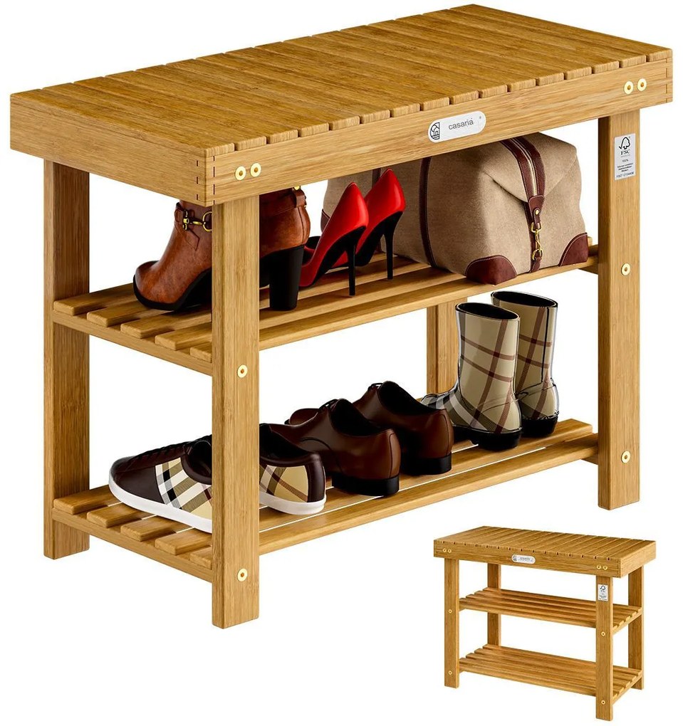 Deuba Raft pentru încălțăminte și bancă 2 în 1 salcâm - 70x33x46 cm