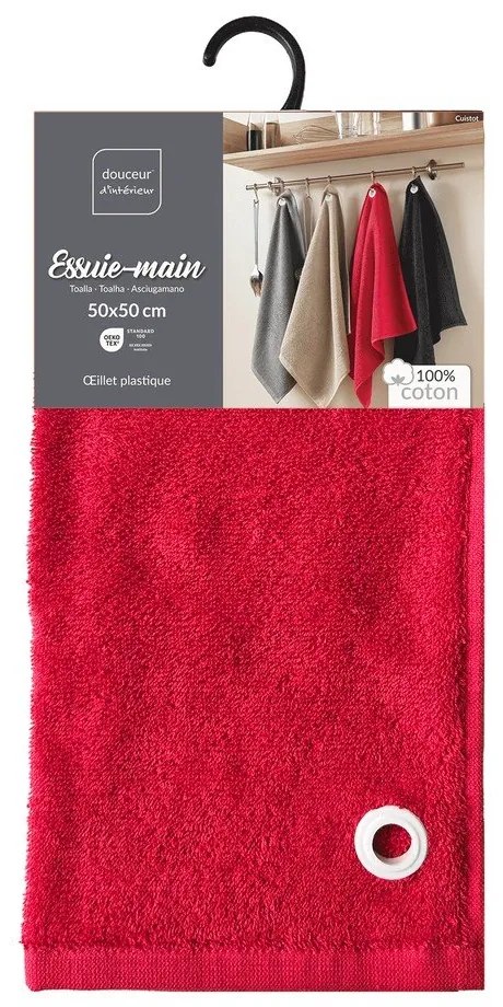 Prosop roșu din bumbac din frotir 50x50 cm Cuistot – douceur d'intérieur