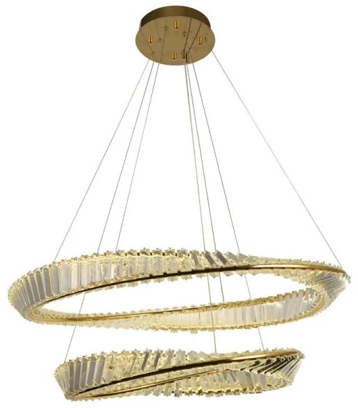 Lustră LED dimabilă pe cablu LED/90W/230V 3000-6500K auriu/crom + telecomandă