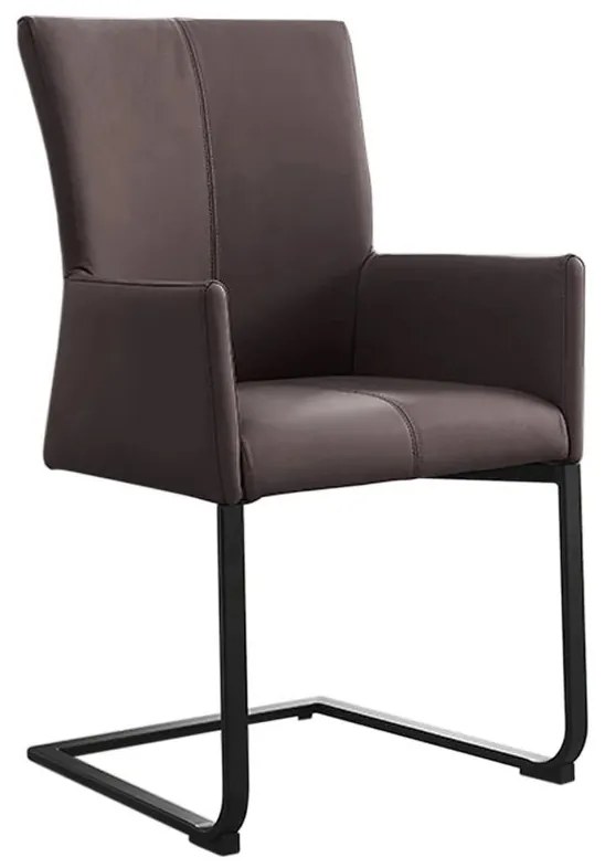 Scaun cu brate, Metal, Piele Naturala, Gri Taupe, SAMSON A-45175 VC