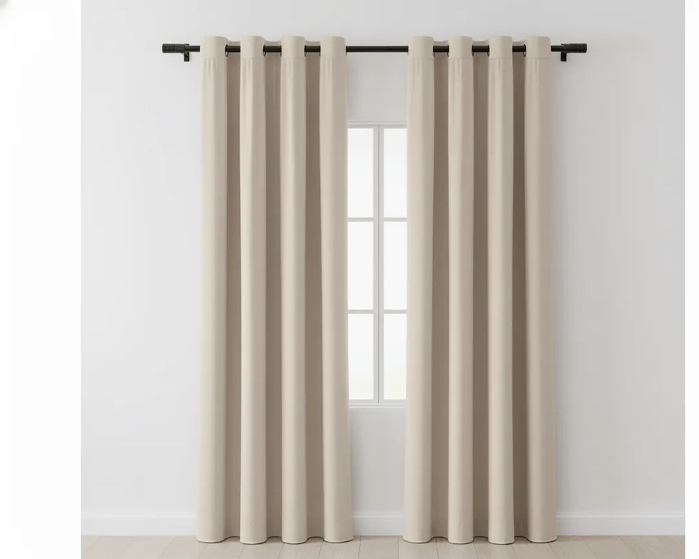 Draperii opace VELVET bej 140x250 cm (2 buc), inele metalice