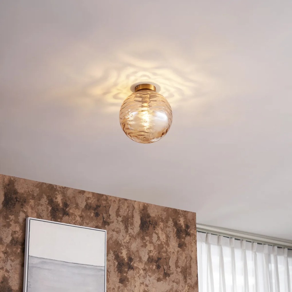 Plafonieră de design din alamă cu sticlă degradee chihlimbar - Pillon