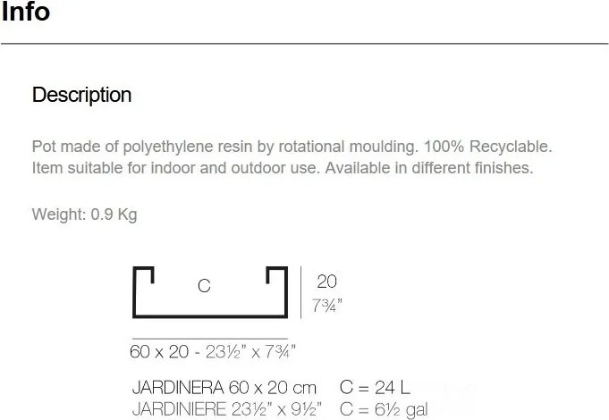 Set de 2 Jardiniere plante design decorativ exterior/interior JARDINIERE 60x20x20cm