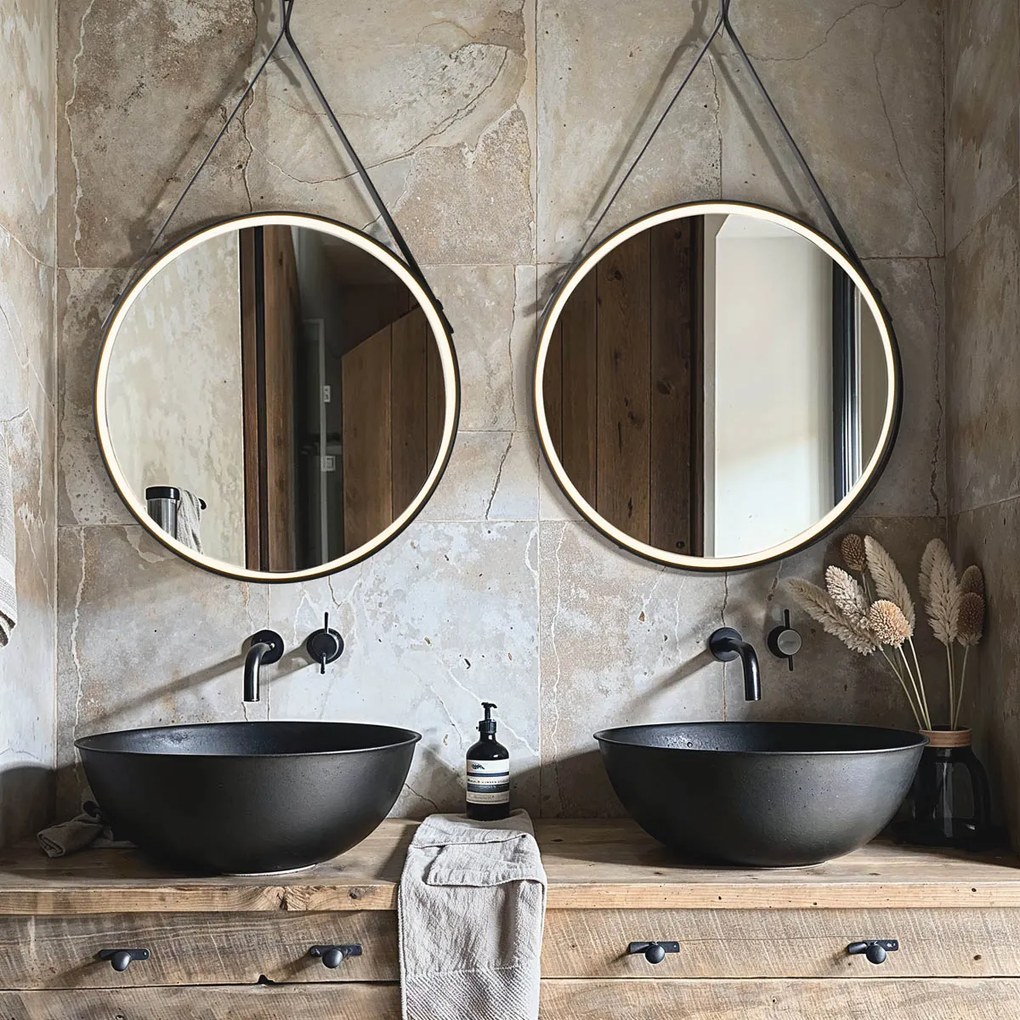 Oglindă de baie modernă neagră cu LED și dimmer tactil - Pien