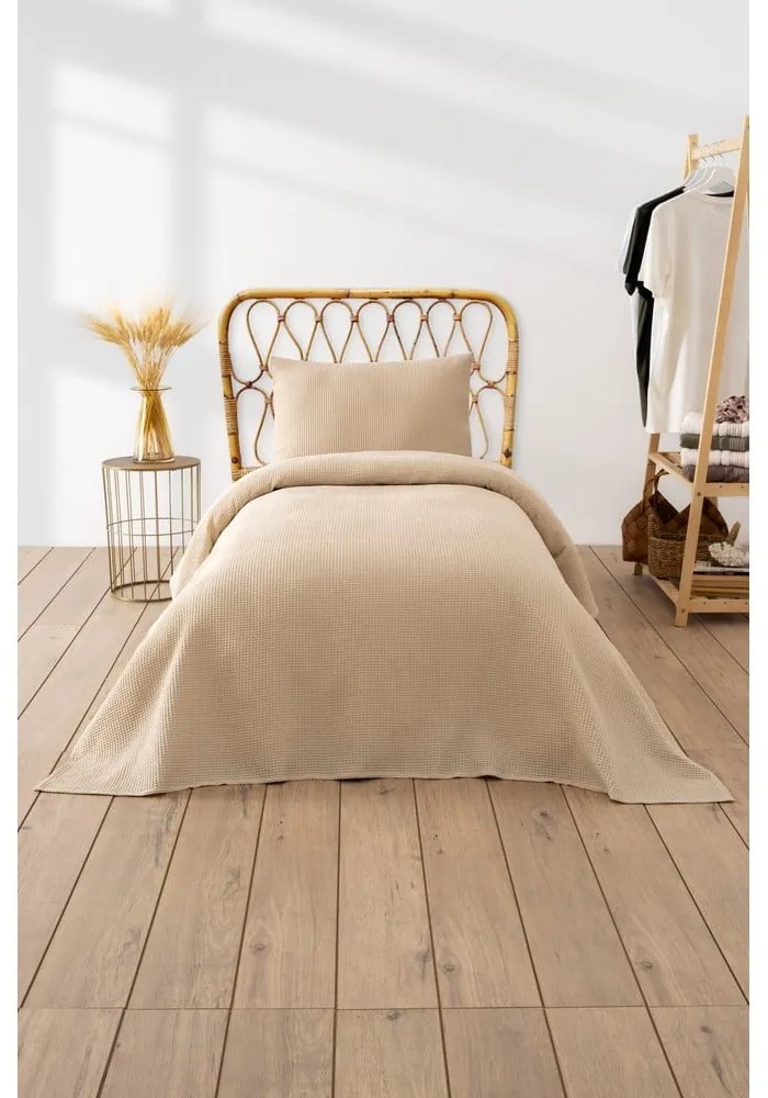 Cuvertură bej 160x220 cm Waffle – Mijolnir