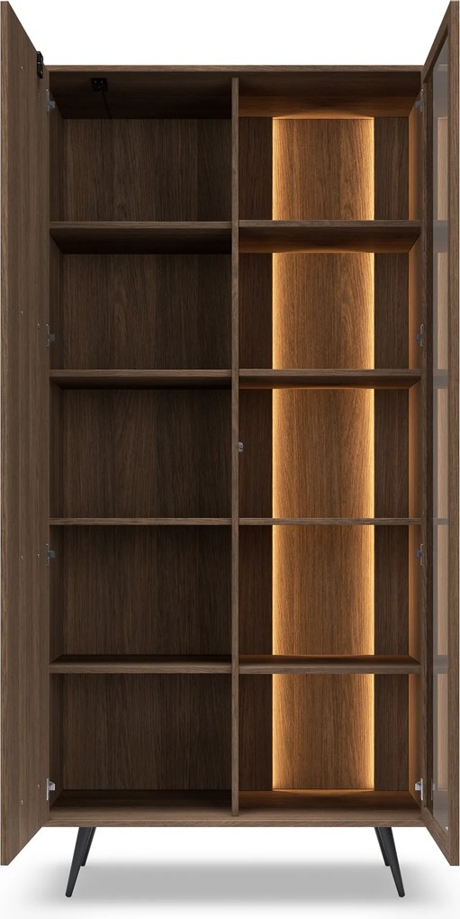 Vitrină înaltă Flaro 93 cm cu iluminare - stejar Dunin