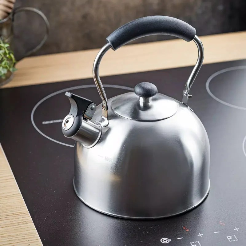 Ceainic cu fluier Kinghoff KH 1859, 2.5 l, Inducтie, Mаner din lemn, Inox