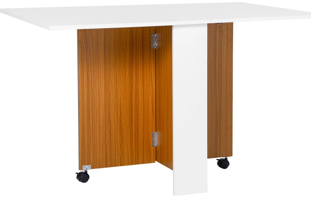 HOMCOM Masă extensibilă pliabilă mobilă cu design modern, 120 cm x 80 cm x 73 cm, Tei + Alb | Aosom Romania